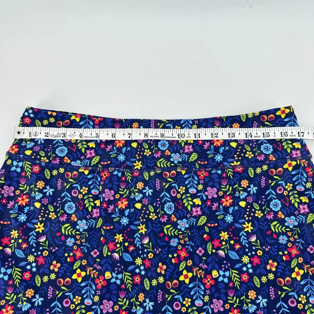Moteepi Skort Skirt Golf Pickleball High Waist Stretch Floral Blue Womens XL